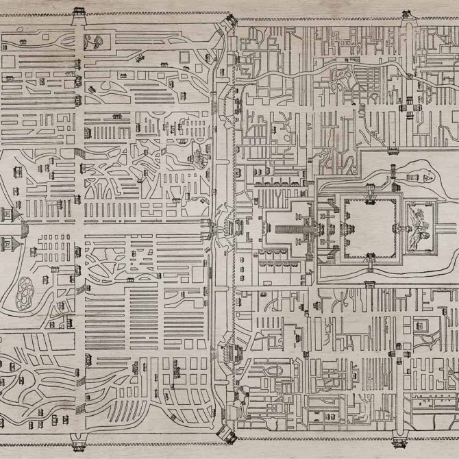 Mural Old Beiging Map Papyrus